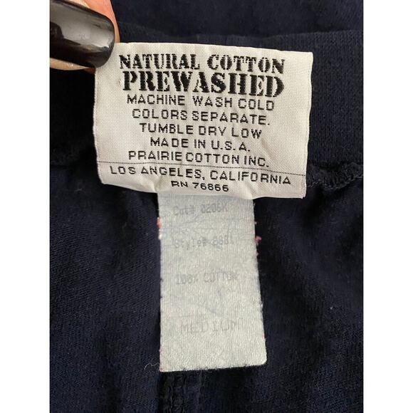 Prairie Cotton Womens 100 Natural Cotton Navy Maxi Skirt Front Back Slit Vintage - Picture 5 of 5